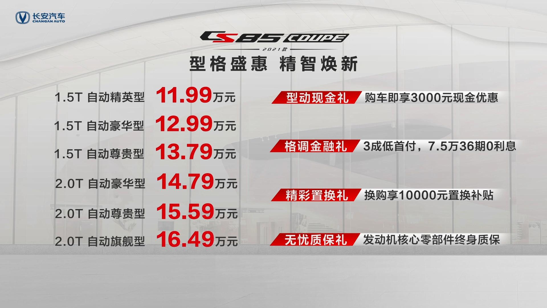 共推6款车型长安2021款CS85COUPE正式上市